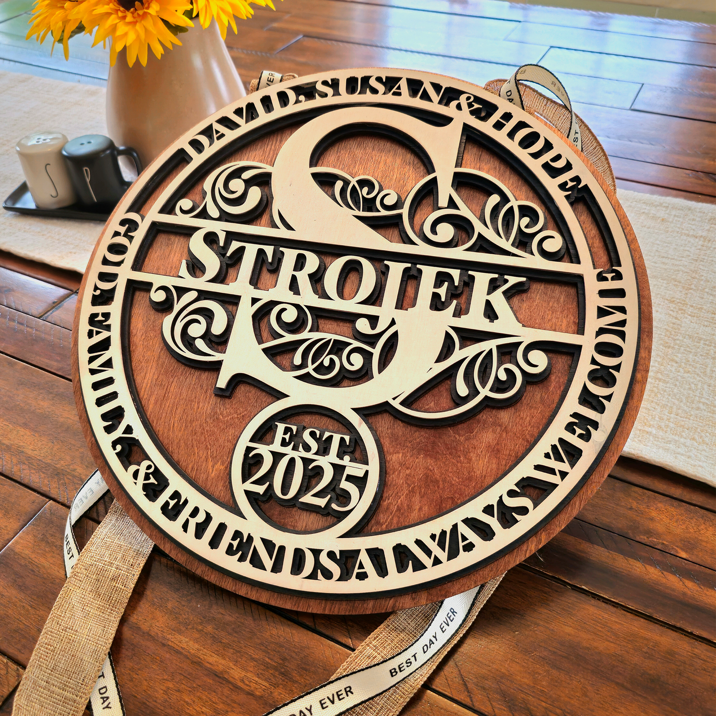 18" Personalized Split Monogram Door Sign - Custom Designed