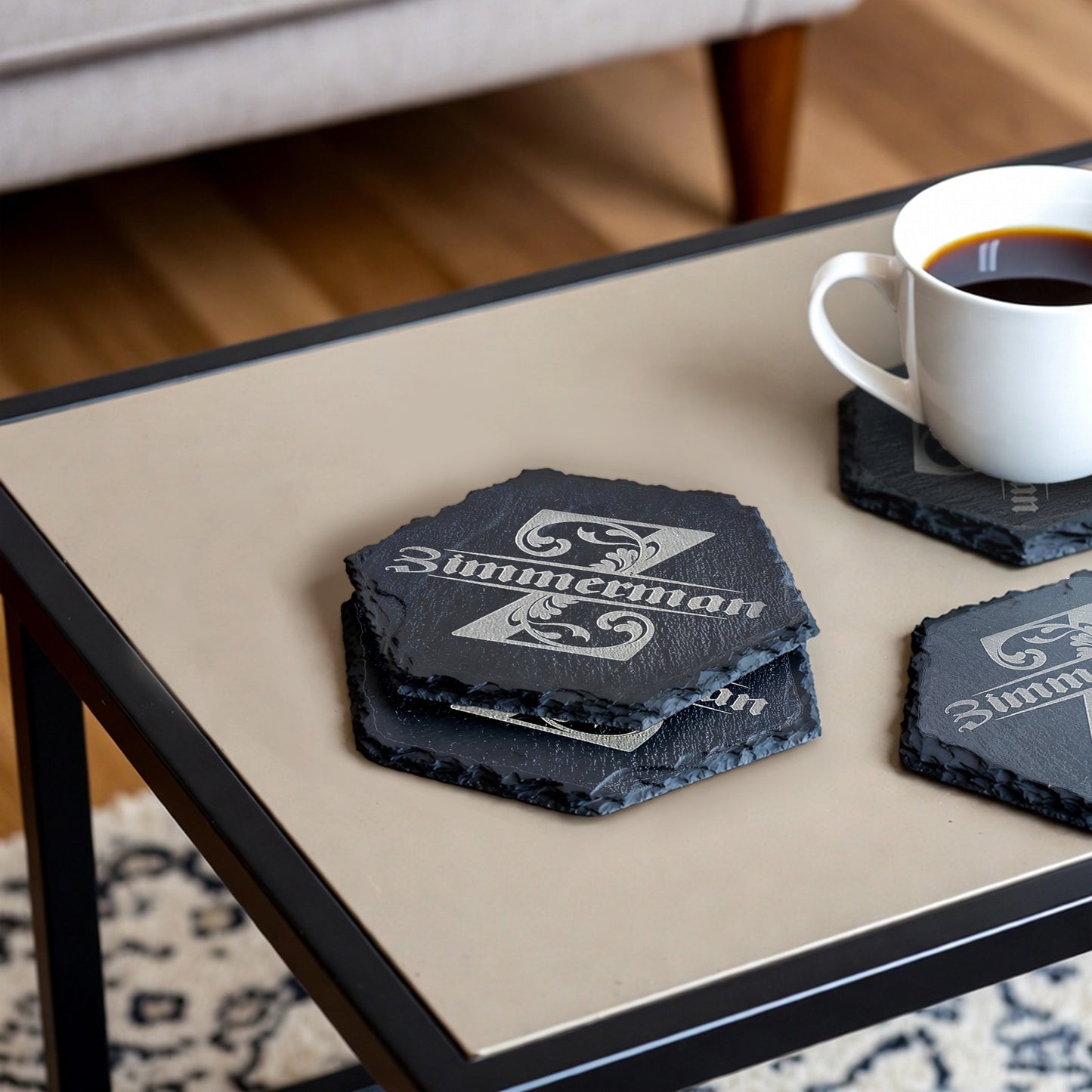 4" Custom Personalized Slate Monogram Coasters