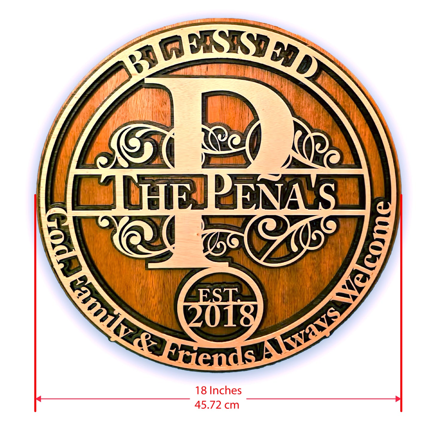 18" Personalized Split Monogram Door Sign - Custom Designed