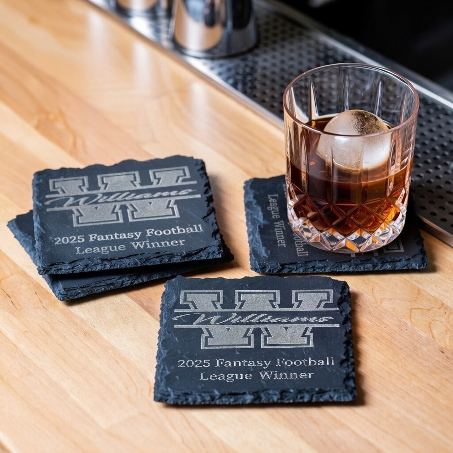 4" Custom Personalized Slate Monogram Coasters