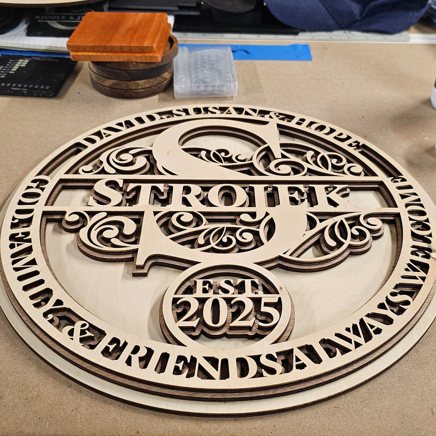 18" Personalized Split Monogram Door Sign - Custom Designed